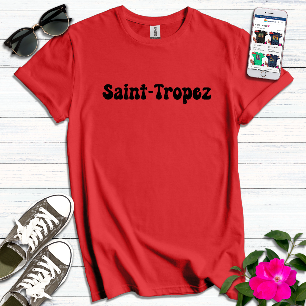 Saint-Tropez Distressed Black T-Shirt