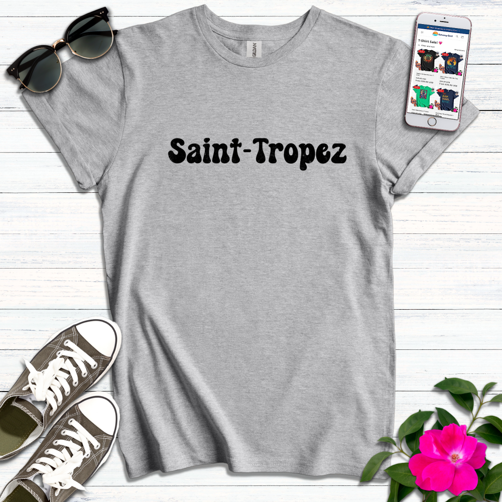 Saint-Tropez Distressed Black T-Shirt