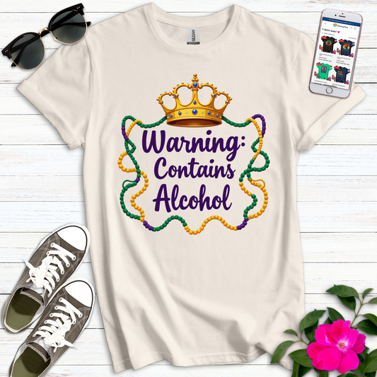 Warning Contains Alcohol Crown T-Shirt