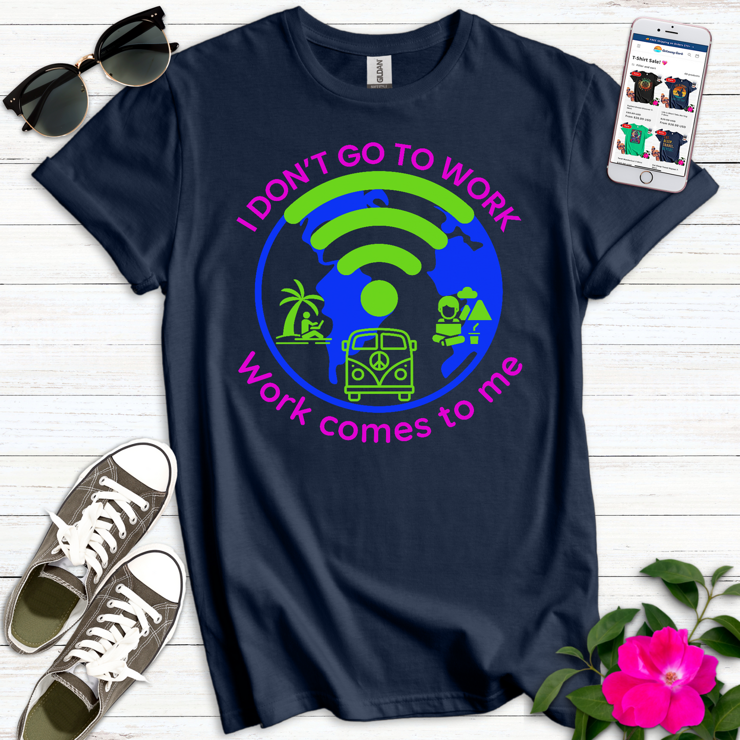 Work Comes to Me Cyberpunk T-Shirt