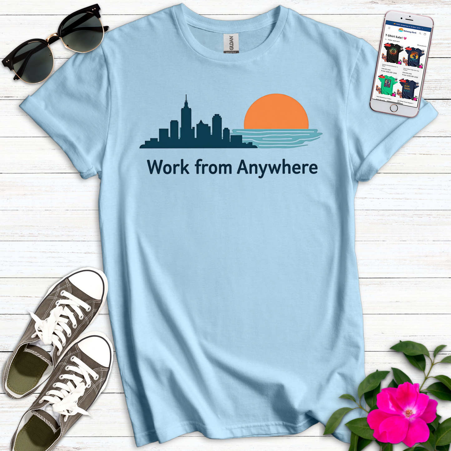 Work from Anywhere Minimalist Graphic T-Shirt