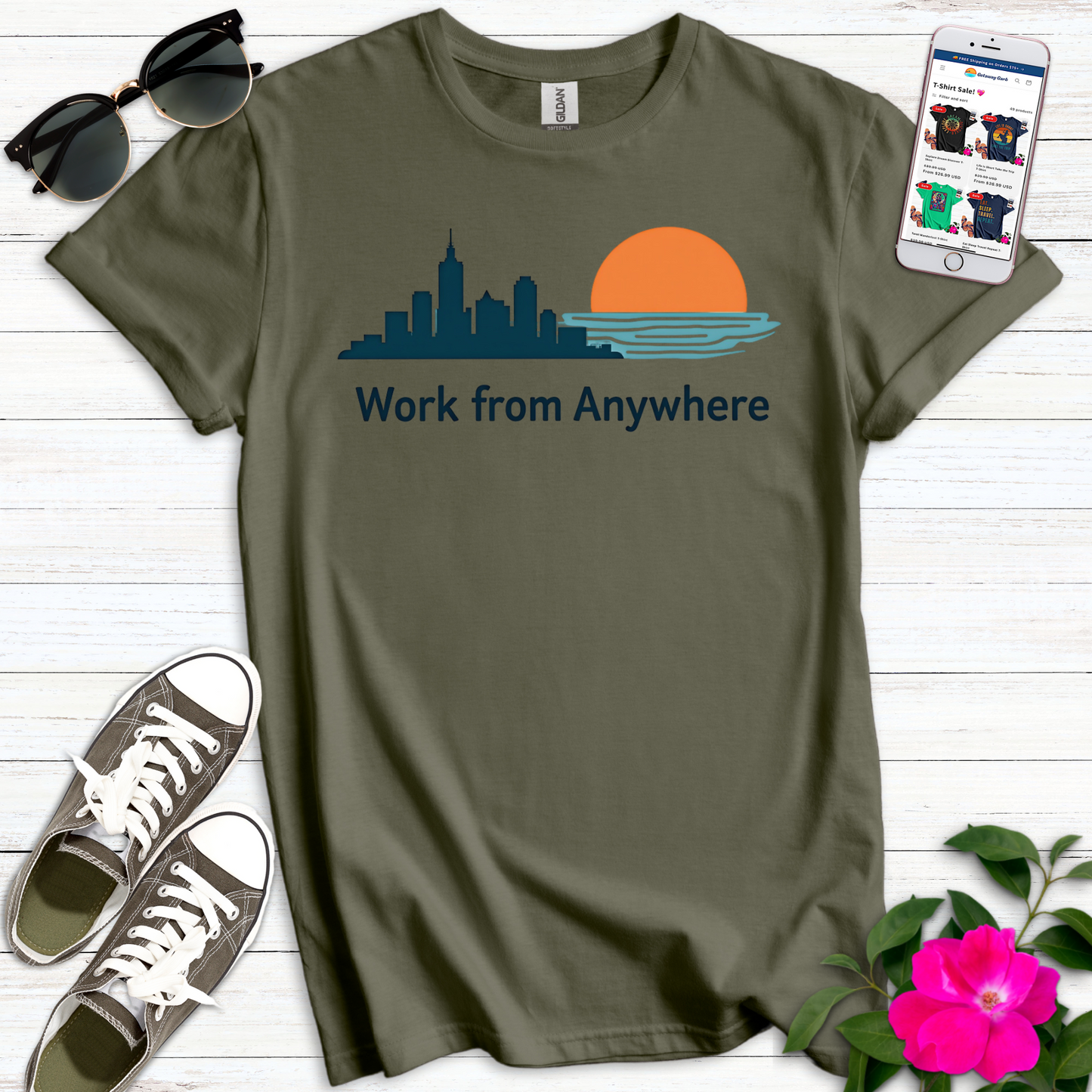 Work from Anywhere Minimalist Graphic T-Shirt