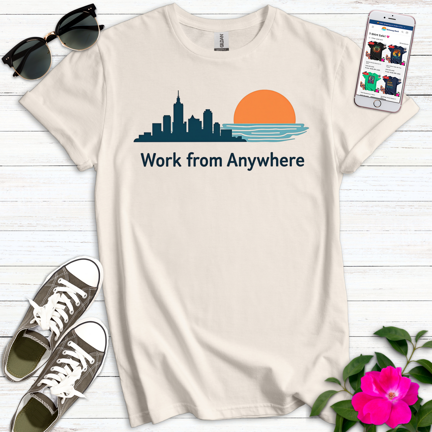 Work from Anywhere Minimalist Graphic T-Shirt