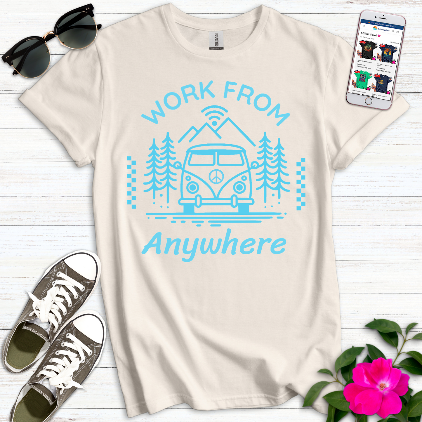 Work from Anywhere Aqua T-Shirt