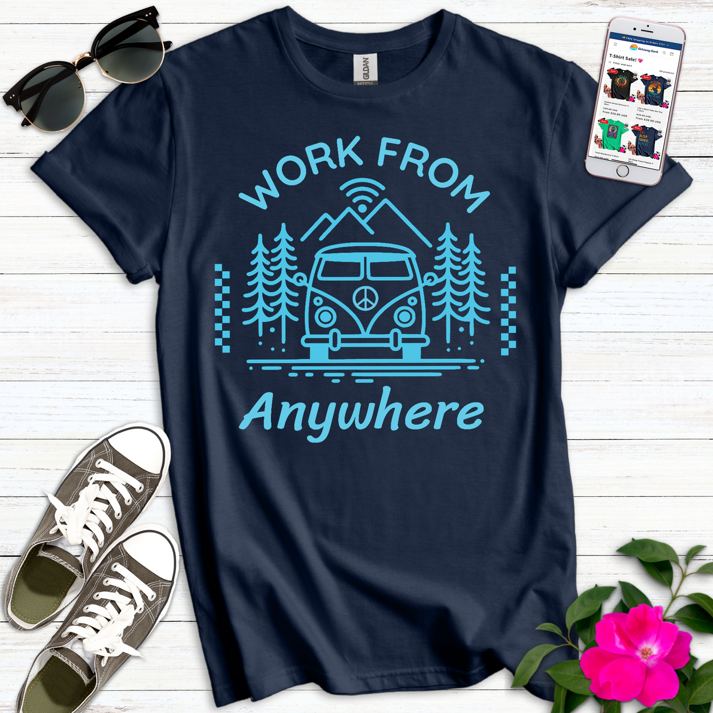 Work from Anywhere Aqua T-Shirt