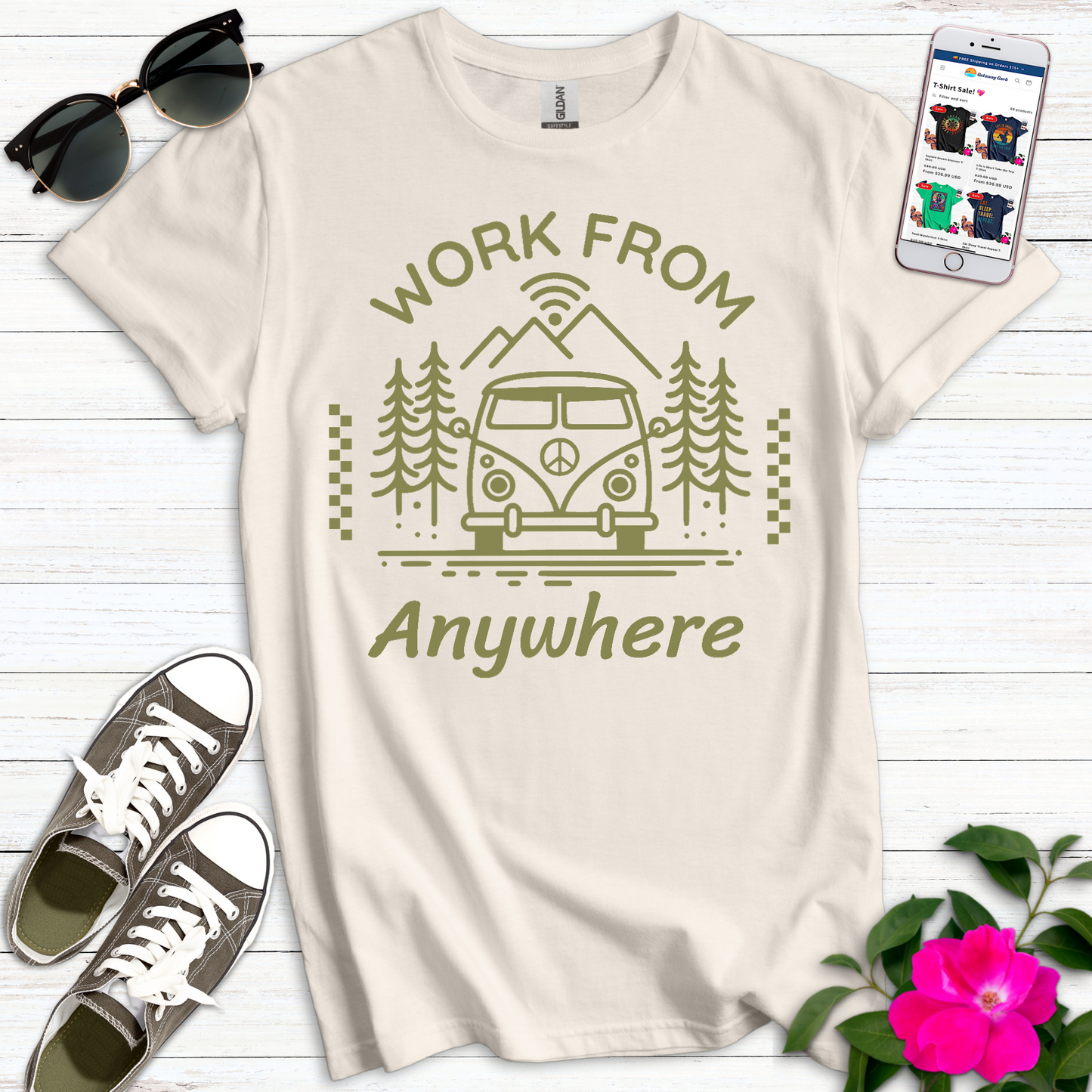 Work From Anywhere Olive T-Shirt