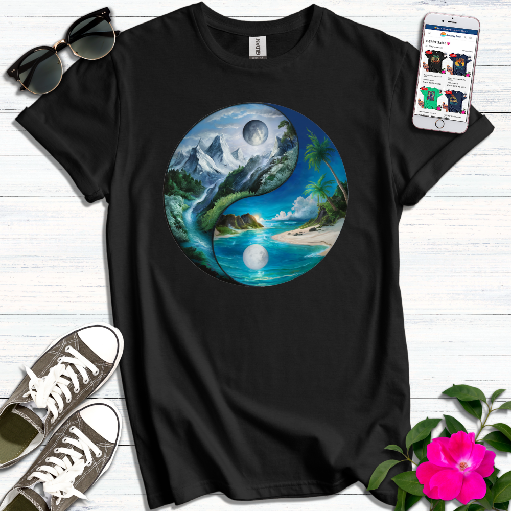 Yin-Yang Mountain Beach T-Shirt