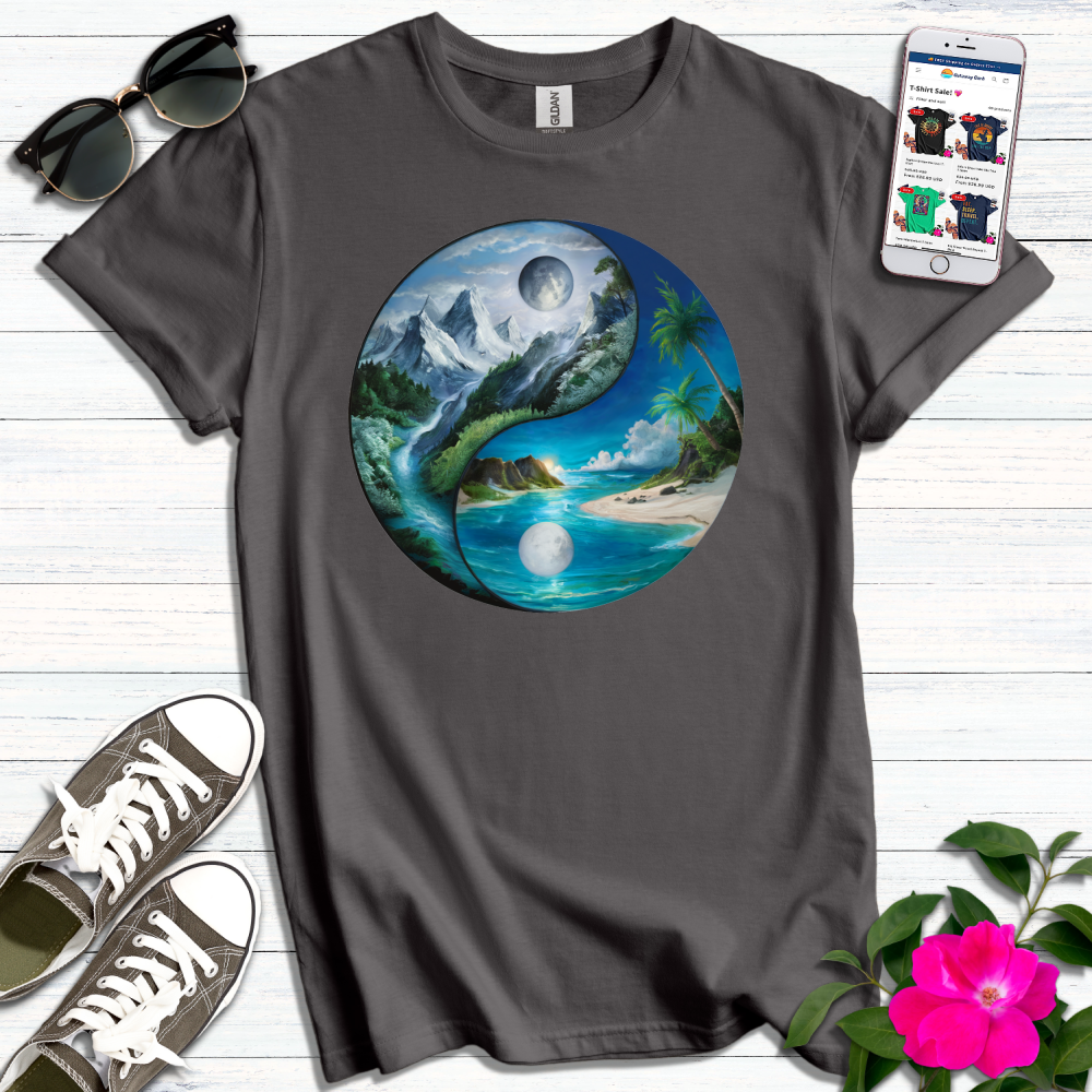 Yin-Yang Mountain Beach T-Shirt