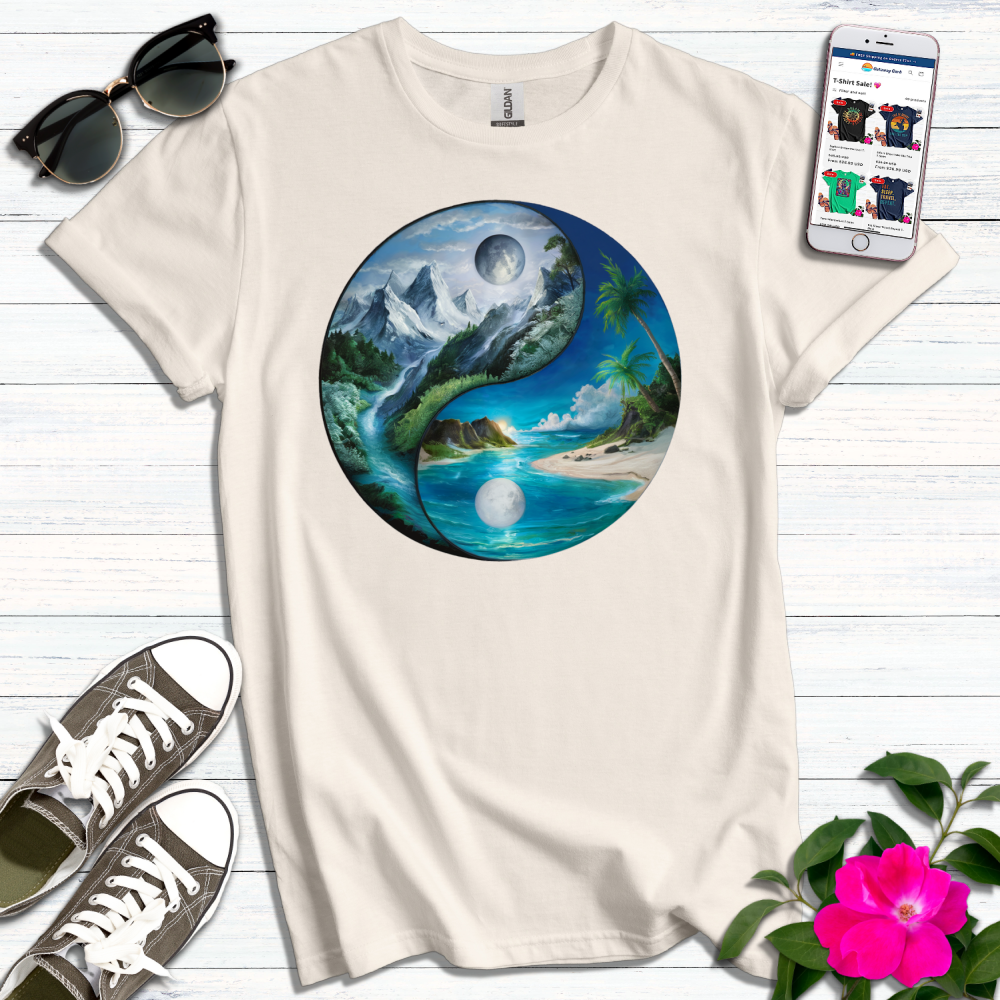 Yin-Yang Mountain Beach T-Shirt