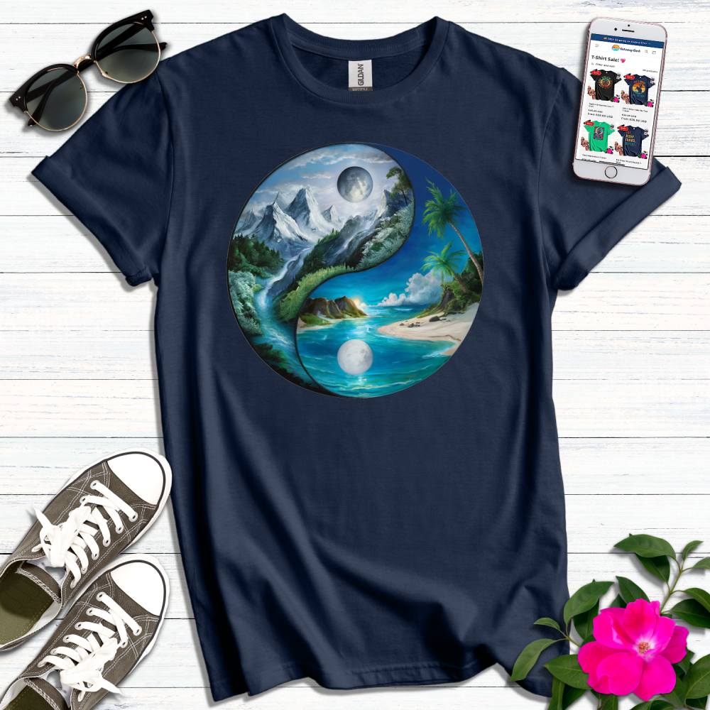 Yin-Yang Mountain Beach T-Shirt